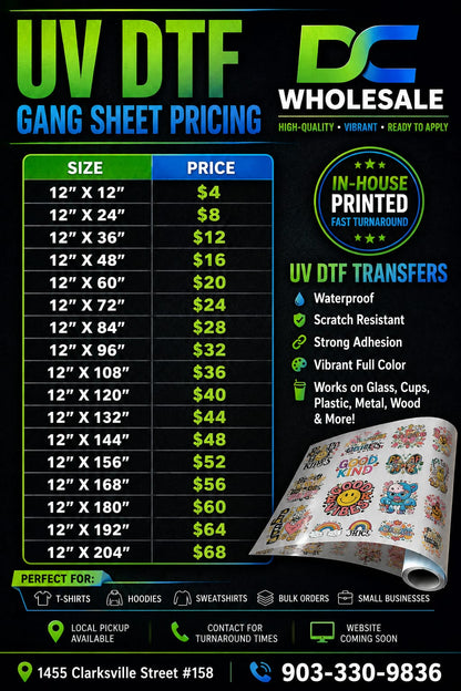UV DTF Upload a Gang Sheet